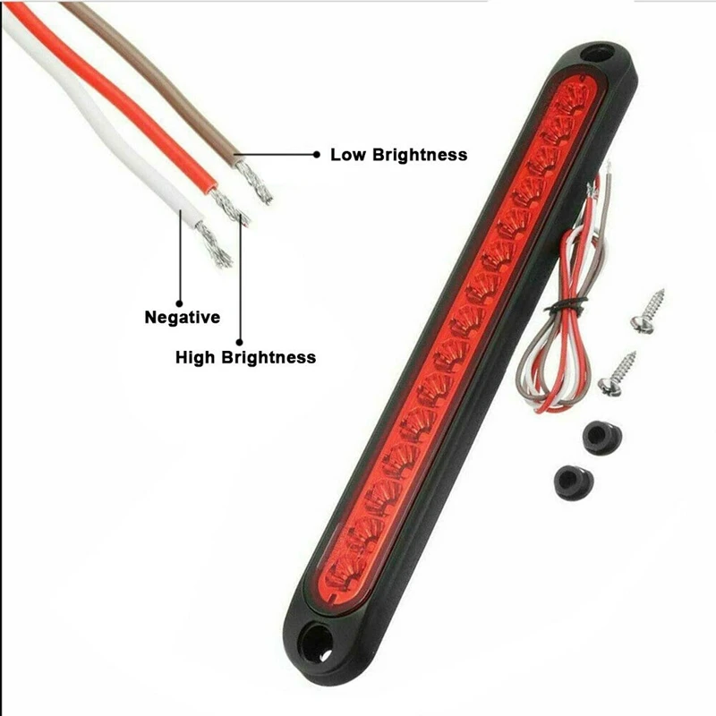 

10 Inch Sealed Truck& RV Trailer Light Bar 15 Led Third Brake Lights Strip Red