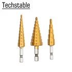 4 шт., ступенчатые титановые сверла из быстрорежущей стали 3-12 мм 4-20 мм 4-12 мм, конические режущие инструменты, сталь, деревообработка, дерево, металл 4-122032 мм