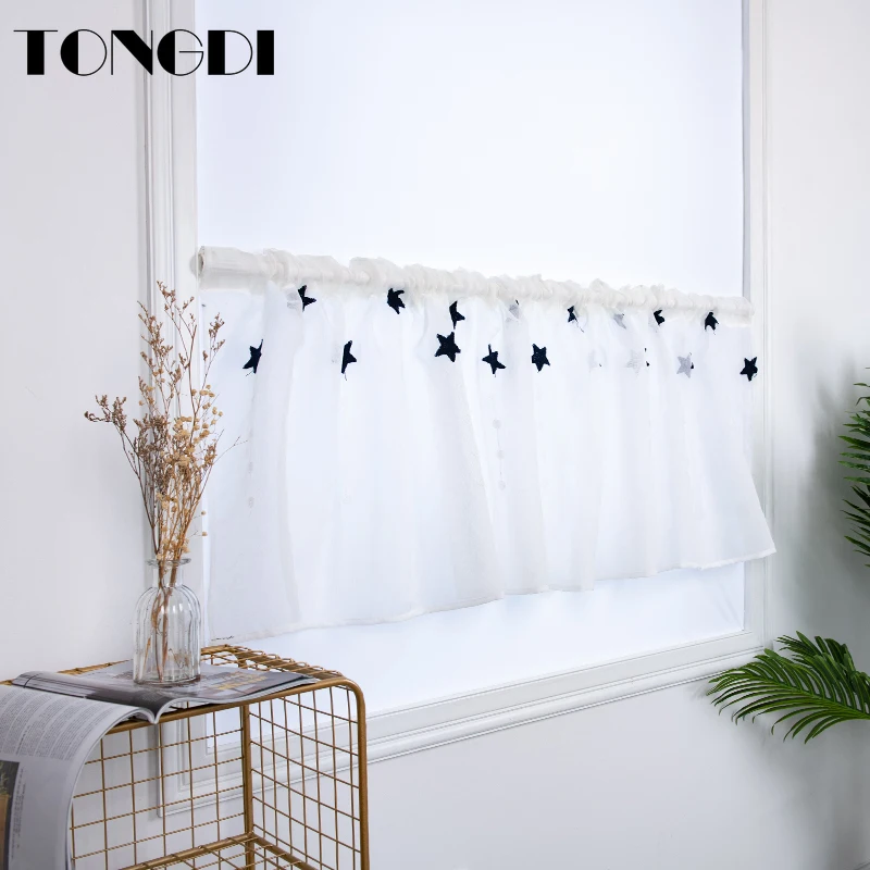 Домашние кухонные шторы TONGDI короткие яруса элегантные белые тюлевые занавески с