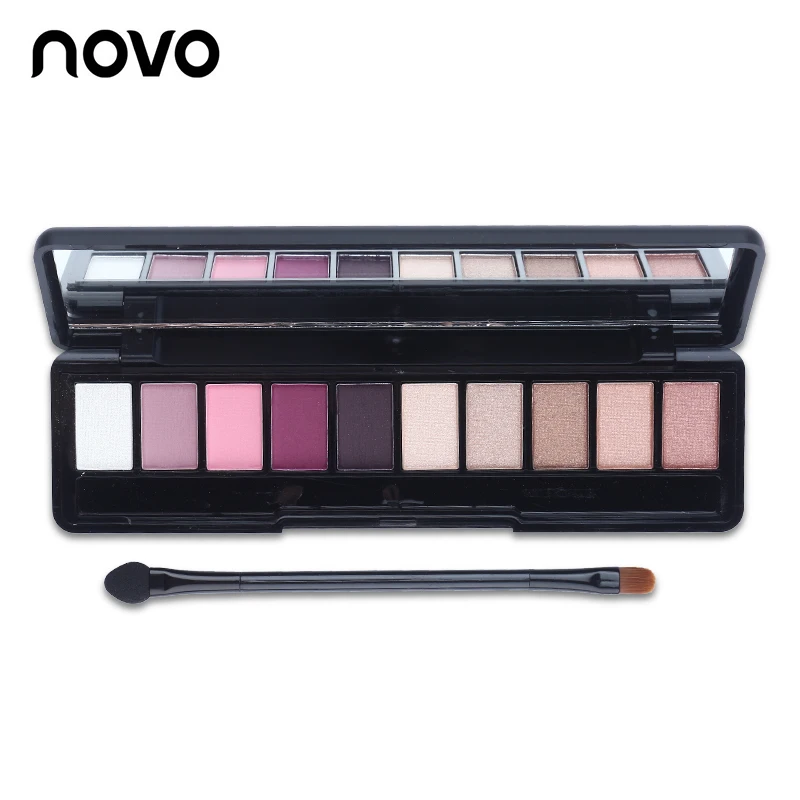 Палетка с тенями для век 10 естественных цветов дымчатыми оттенками блестящая