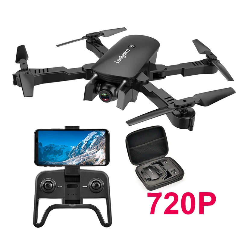 Black 720P with Case R8 Дрон 4K HD камера Радиоуправляемый квадрокоптер двойная камера оптический поток Hover умный Дрон Радиоуправляемый вертолет профессиональная камера VS E58 - Цвет: Black 720P with Case