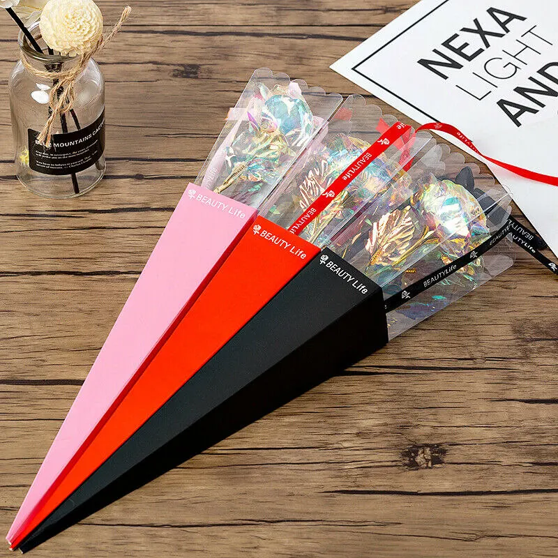 24K Золотая фольга роза с коробкой светодиодный светящийся Красочный цветочный