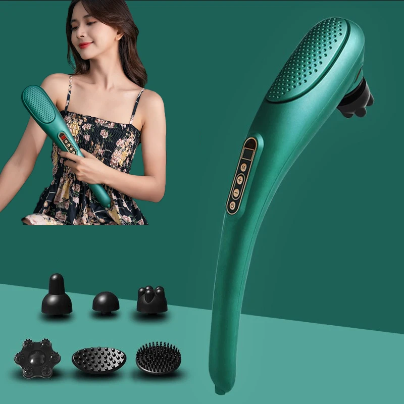 

Electric Body Massager Hand-held Hammer Shoulder Back Neck Cervical Spine Dolphin Vibration Massage Stick Muscle Relaxtion Green