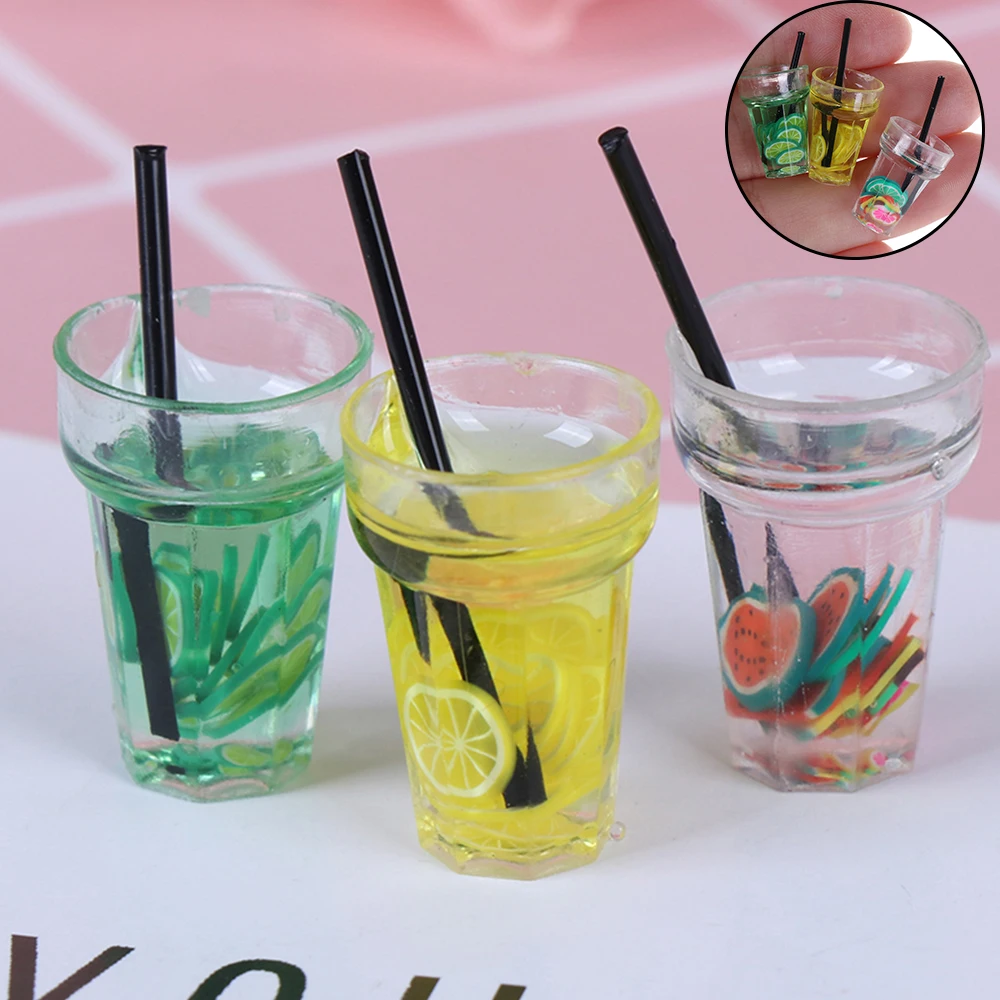 

Mini 1/12 Dollhouse Miniature Food Resin Fruit Bottle Simulation Drinks Model Toys Fruit Drink Play Dollhouse Dolls Accessories