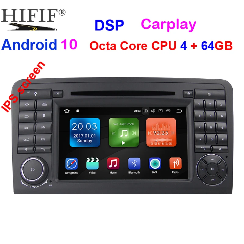 Автомобильный DVD-плеер Восьмиядерный процессор 7 дюймов Android 10 0 GPS для Mercedes Benz ML W164