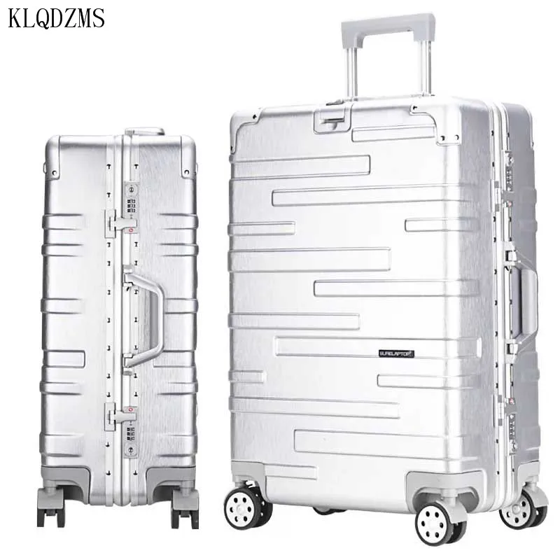 KLQDZMS 2" 22" 2" 26" 29 дюймов Модный Дорожный чемодан с алюминиевой рамой, Скалка багажа, Спиннер на колесах, Мужская Женская тележка, чехол