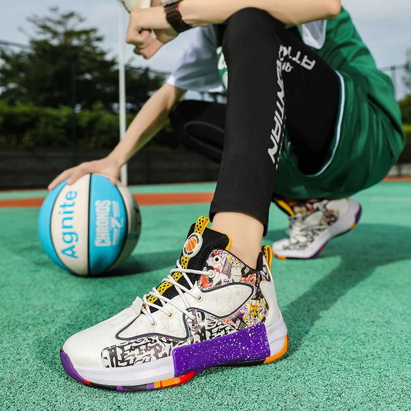 Design Fashion Colorful Basketball Shoes for Men Outdoor Breathable High Sneakers Men Designer Shoes Sports Tenis Basketball
