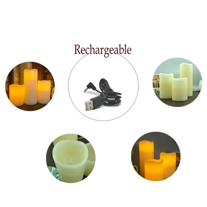 Набор с 3 портами (стандарт Перезаряжаемые беспламенных парафин воск Led