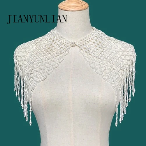 Элегантная королевская Свадебная шаль с жемчужинами и бусинами свадебная ручной