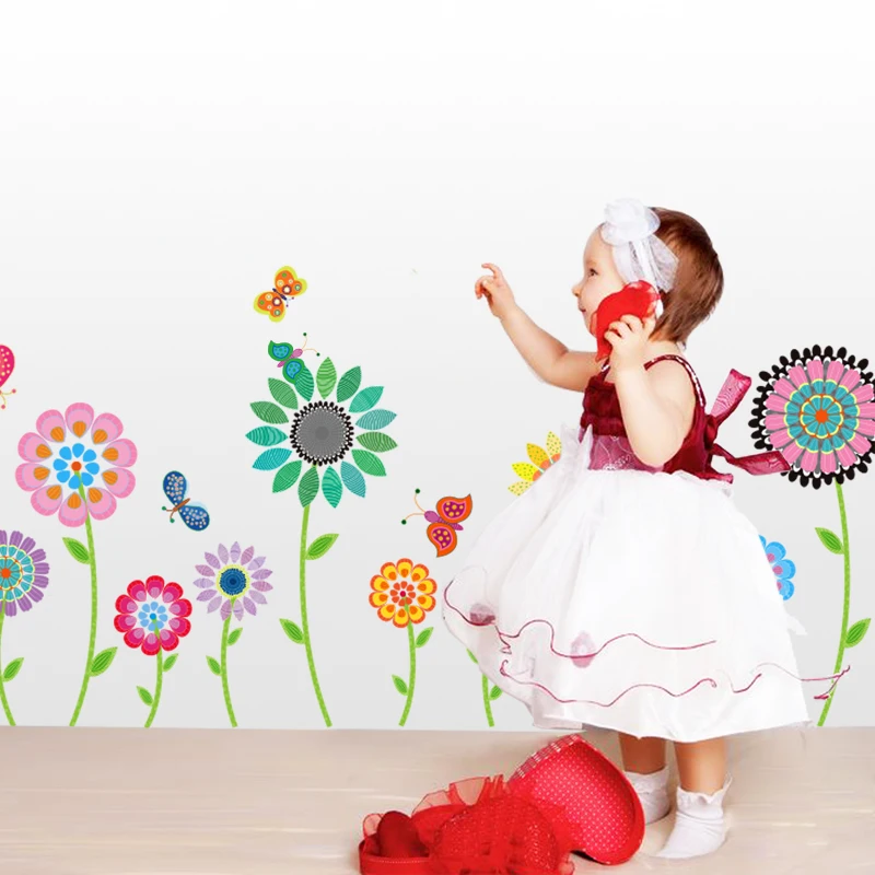 [SHIJUEHEZI] цветные наклейки на стену с рисунками цветов из ПВХ материал DIY настенные