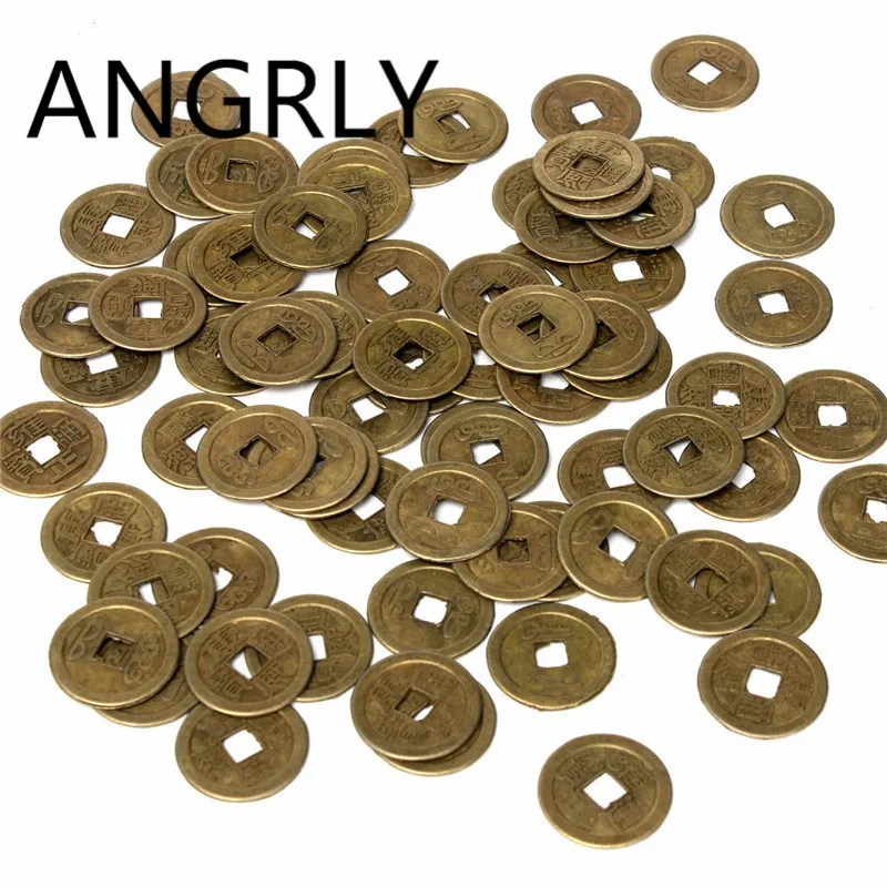 ANGRLY фэн шуй I ching монеты Фортуна латунь Китайский древний Lucky Coin хороший