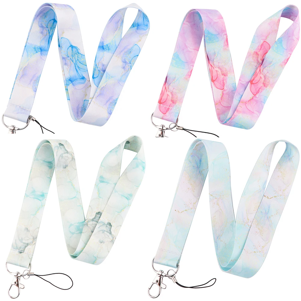 

Marble Grain Pattern Print Mobile Phone Rope Lanyards Keychain ID Card Badge Holders Neck Straps Webbing Ribbon Accessories