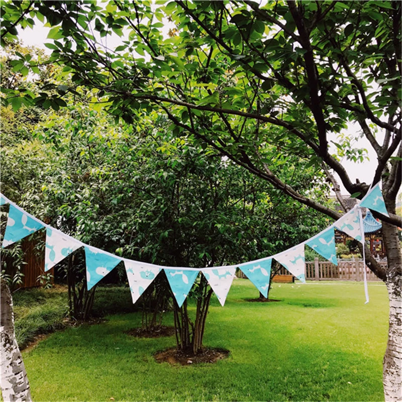 12 флагов 3 2 м сине-белый мультяшный животный хлопчатобумажная ткань флажки флаг