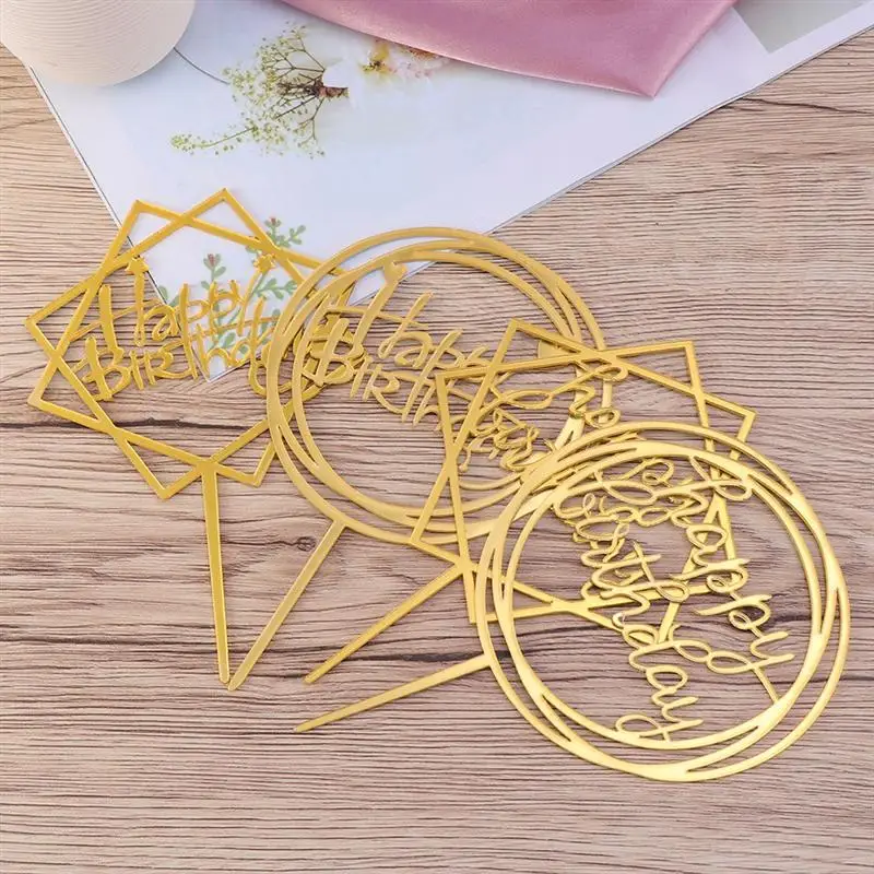 6 Pcs Торт топпера мульти формы смешанных акриловых С Днем Рождения фрукты