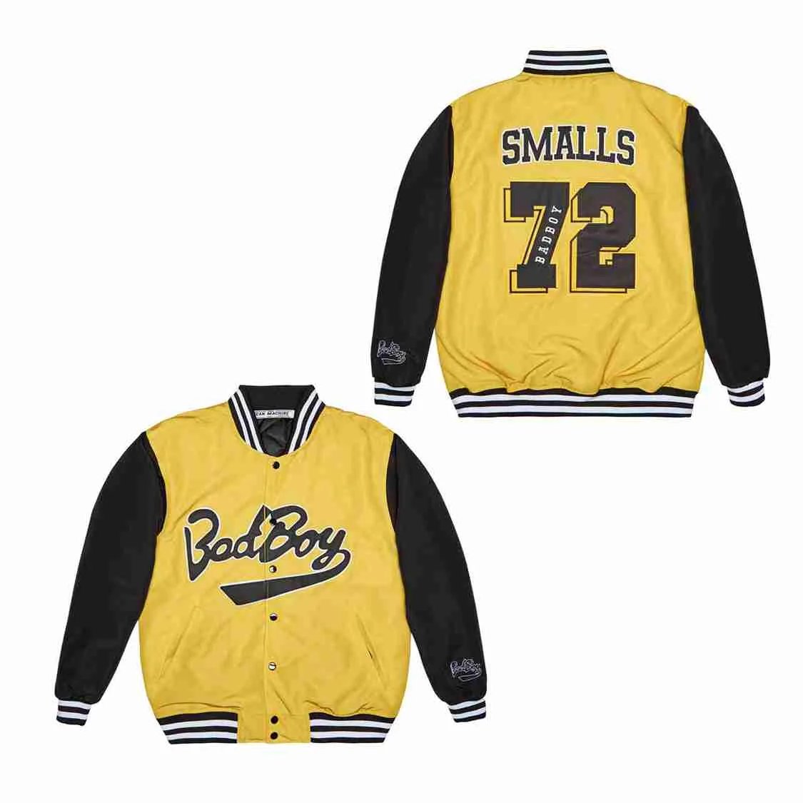 

BG American football Jacket BADBOY 72 SMALLS SATIN JACKET Embroidery sewing outdoor exercise coat yellow and black