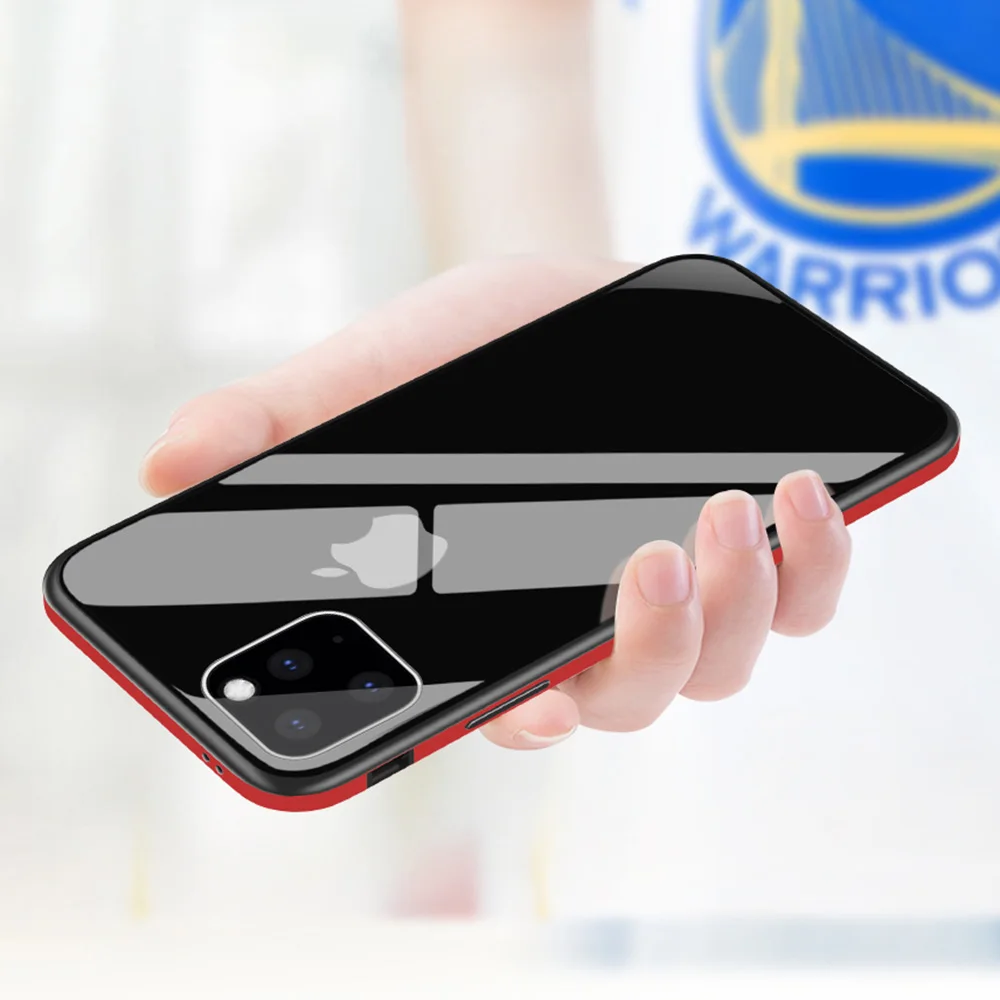 Чехол для iPhone XR 11Pro металлический бампер задняя крышка из закаленного стекла