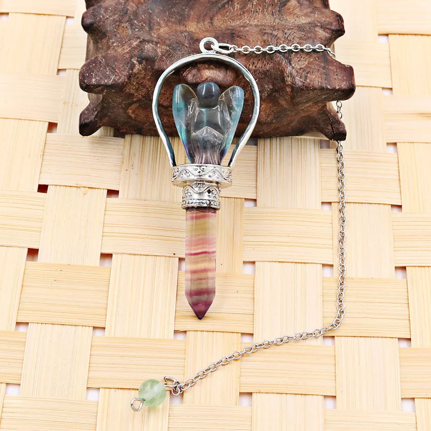 7 Чакры маятниковая подвеска натуральный камень флюорит ангел рейки исцеляющая