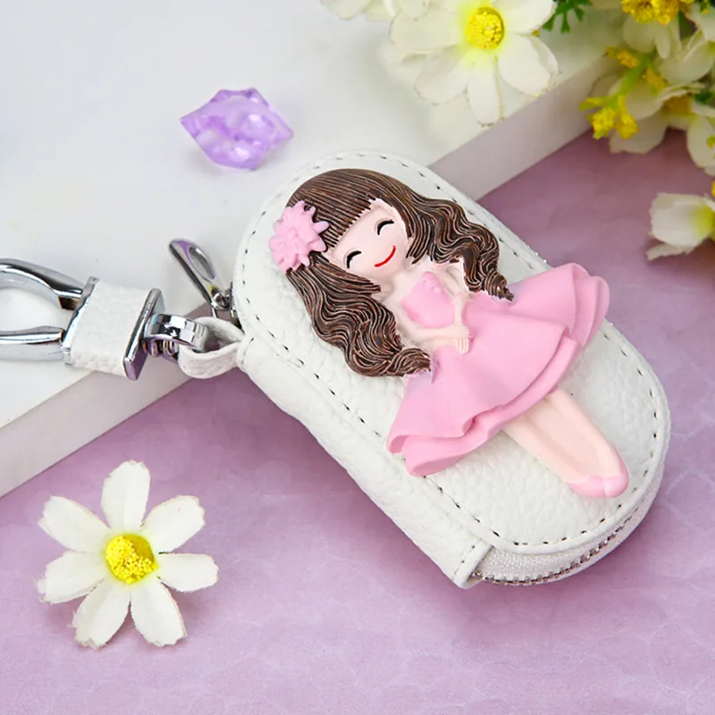 Милый мультяшный брелок Hello Kitty, модный кожаный кошелек на молнии, брелок для женщин и девочек, брелок для ключей, автомобильный Шарм, ювелирное изделие, подарок