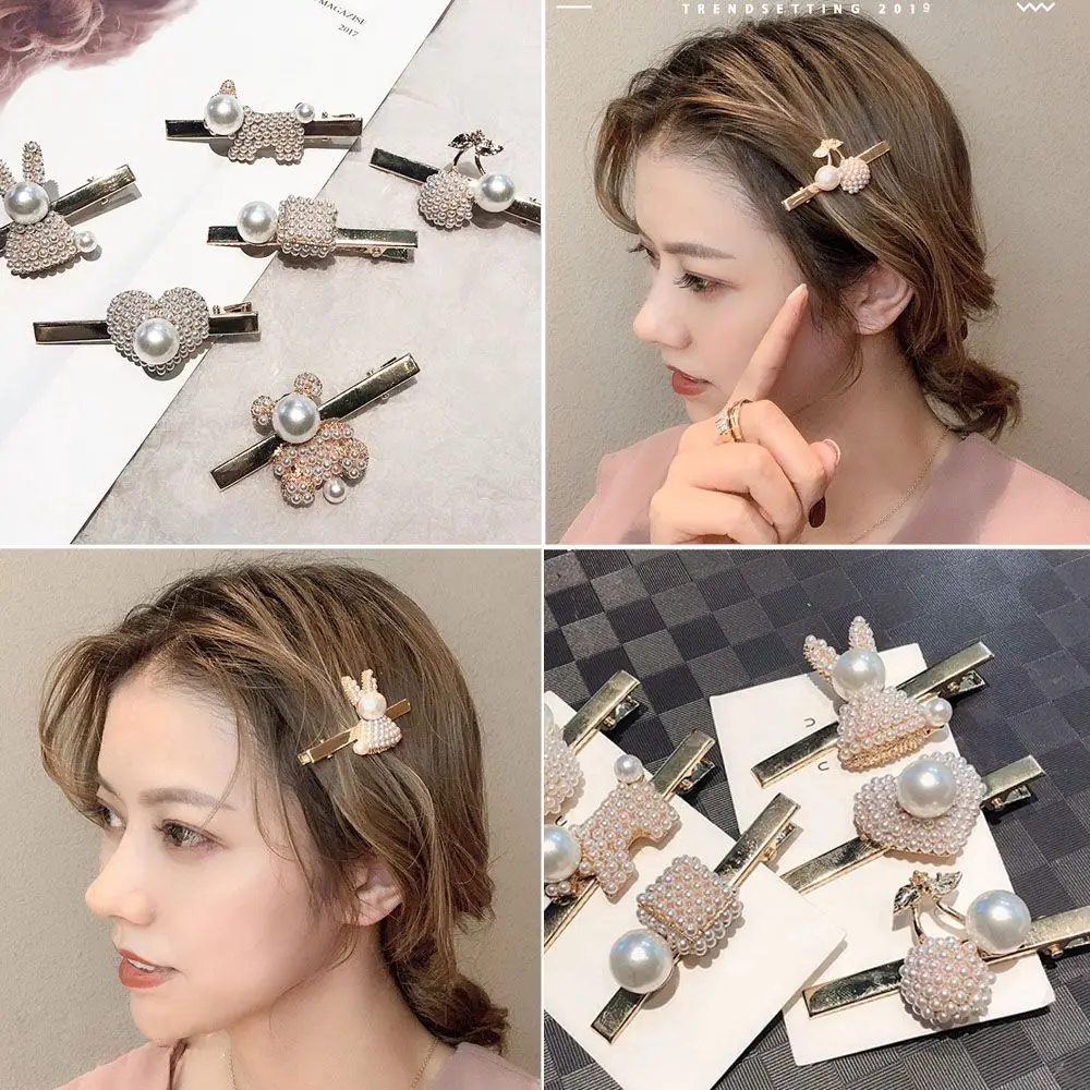 Модные имитация шпильки с жемчугом милый Вишневый любимый кролик медведь