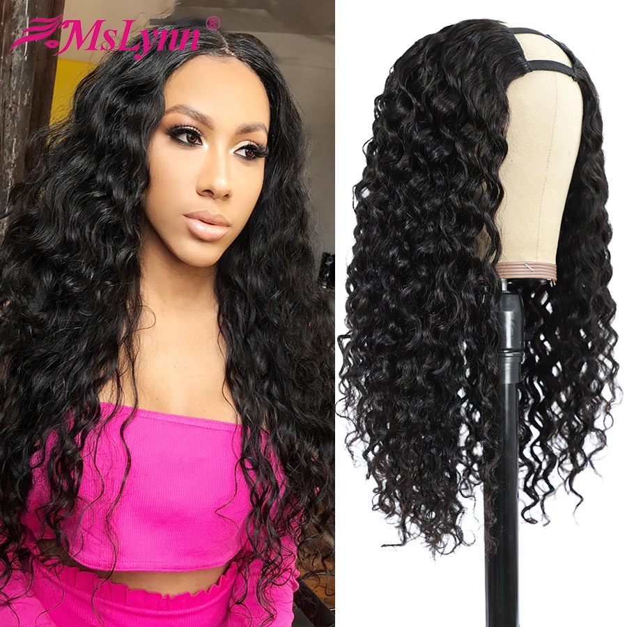 Парик из натуральных человеческих волос с U-образной волной естественный цвет