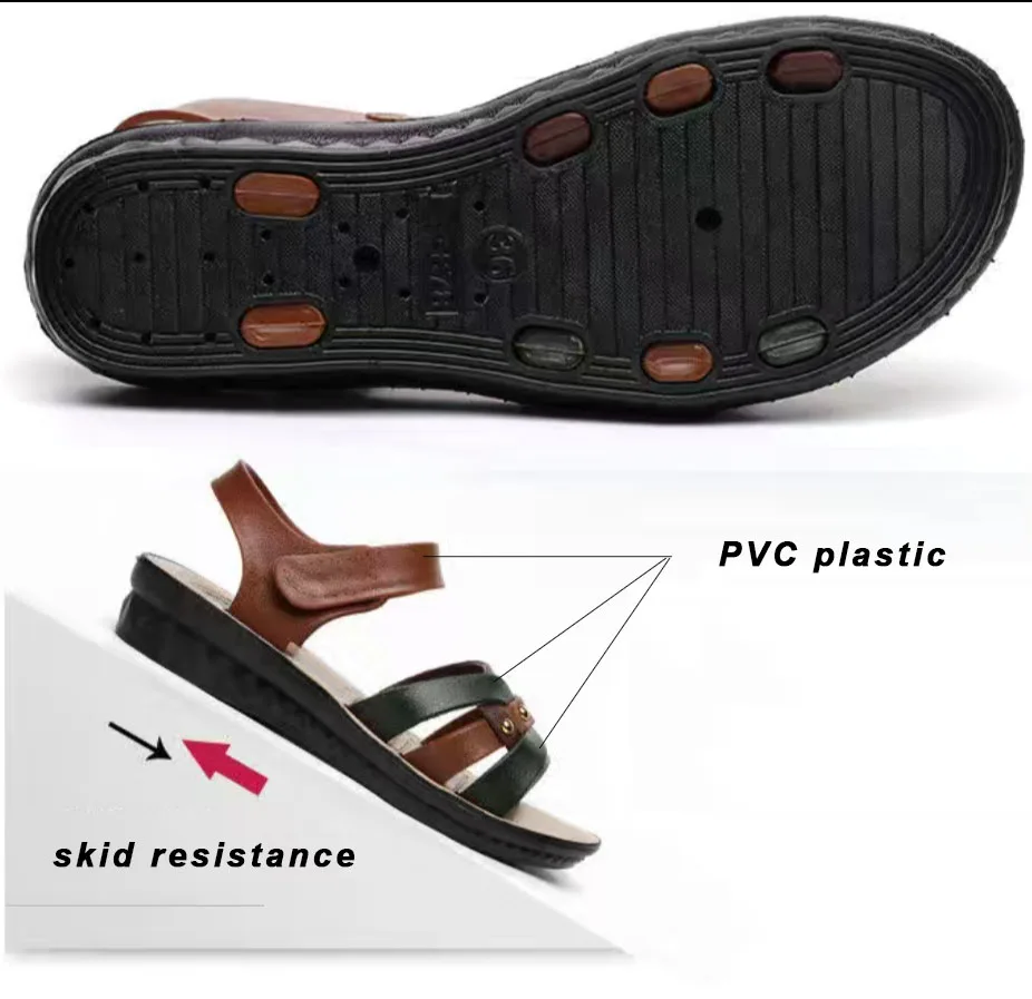 Женские пляжные сандалии LIHUAMAO на танкетке с открытым носком удобные