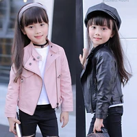girls pu zipper jackets cool jacket for girl 3 12 years kids classic collar coats teen windbreaker clothing childrens outerwear