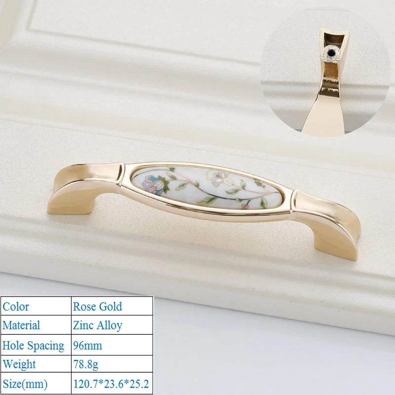Rose Gold 6125-96mm Цинковый сплав высокого класса Eden пасторальный розовое золото мебельная дверная ручка для шкафа Европейский стиль шкаф внутренняя дверная ручка - Цвет: Rose Gold 6125-96mm