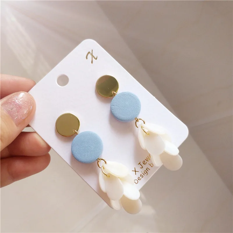 

AVEBIEN 2021 Trendy Blue Series Geometry Women's Stud Earrings Cute Temperament All-match Fashion Earrings Jewelry Accessories