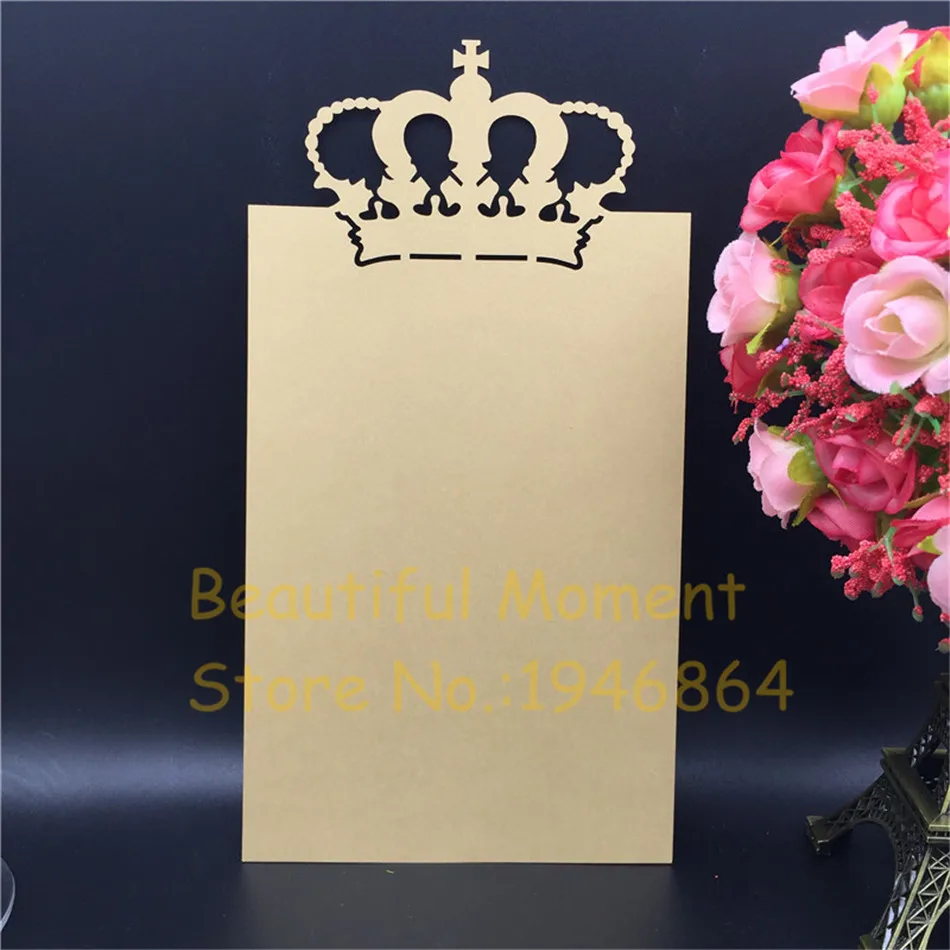 

20pcs Laser Cut Crown Table Place Card Wedding party menu card Wedding Favor Party Decoration diy Guest checking Name Place Card