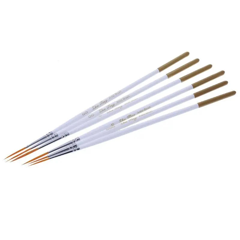 

6Pcs Round Brush Hook Line Pen Artist Nylon Hair Paint Set Draw Painting Craft