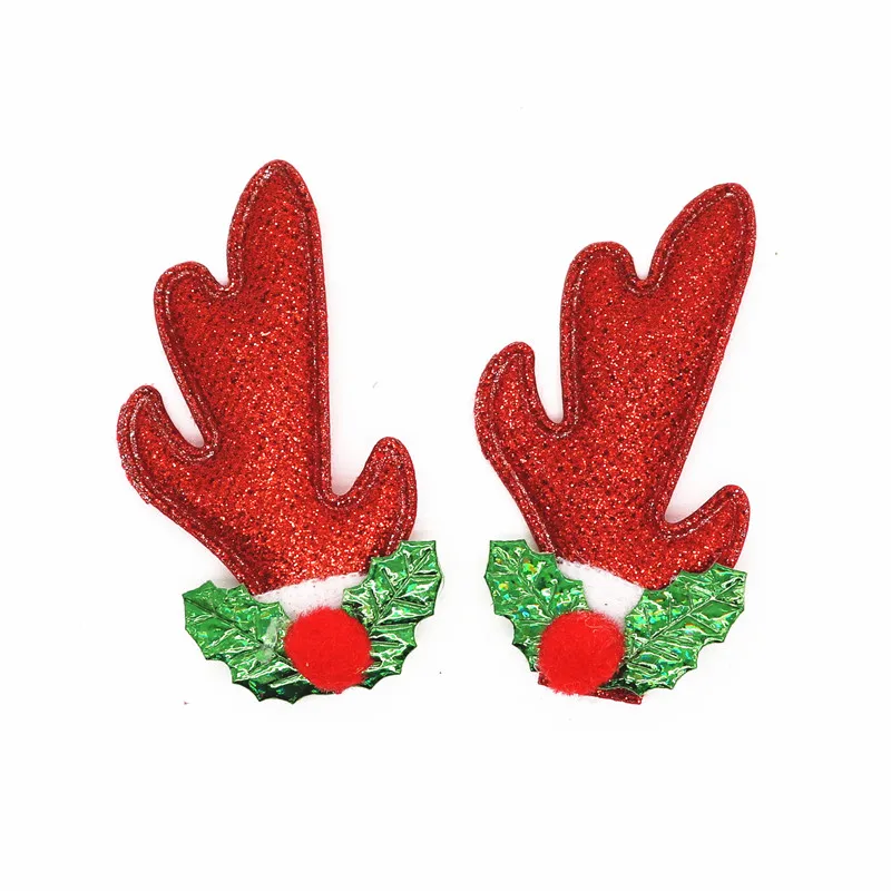 16 шт. Рождественские оленьи блестящие кожаные нетканые ткани для заколок волос