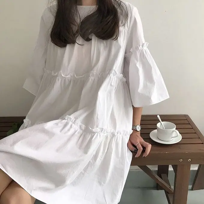 Короткое повседневное свободное платье рубашка в Корейском стиле гонконгском