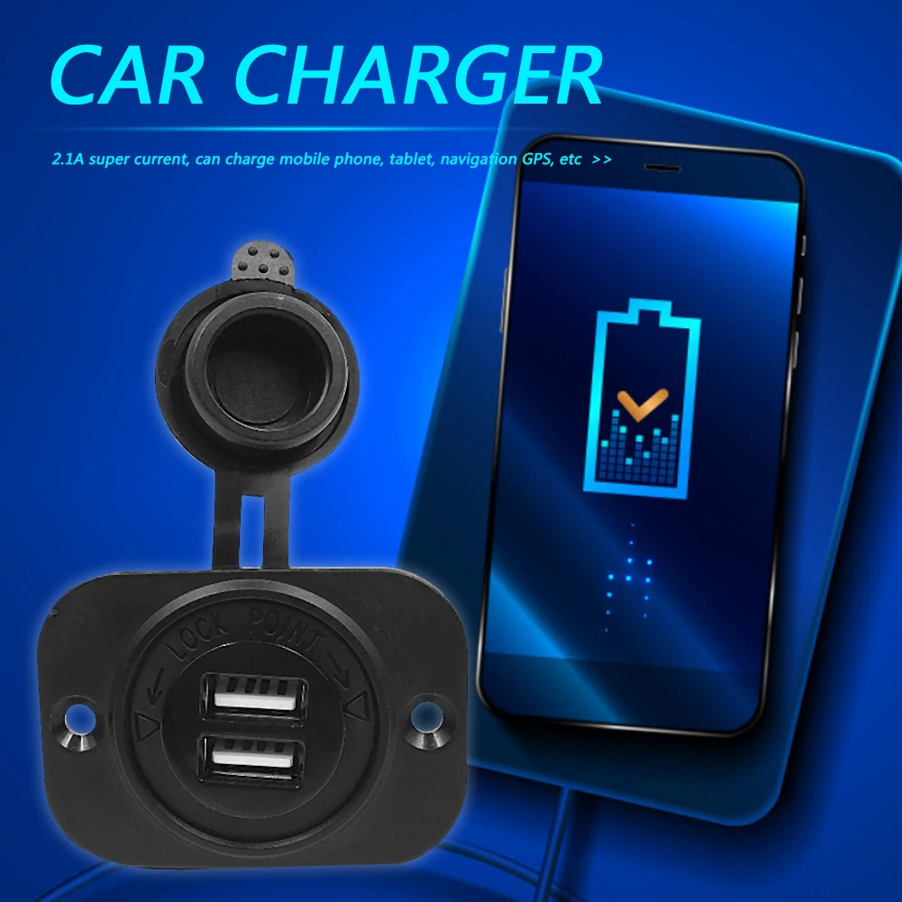 

Зарядное устройство USB с водонепроницаемой крышкой, персональный внешний Автомобильный адаптер питания с двумя USB-разъемами, украшение для ...