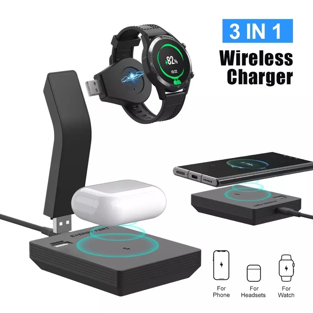 

3in1 Fast Wireless Charger Phone Stand Removable 15W For Huawei Series Magnatic Charging Dock for GT2 Magic 2 Watch Headset