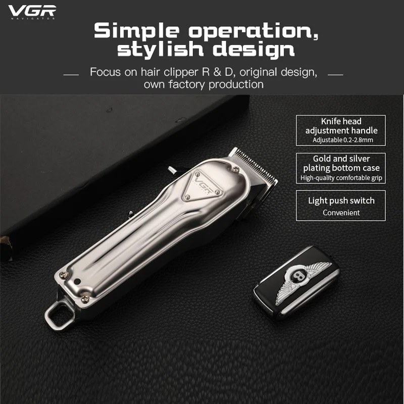 VGR 139 новая золотая электрическая машинка для стрижки волос Мужская