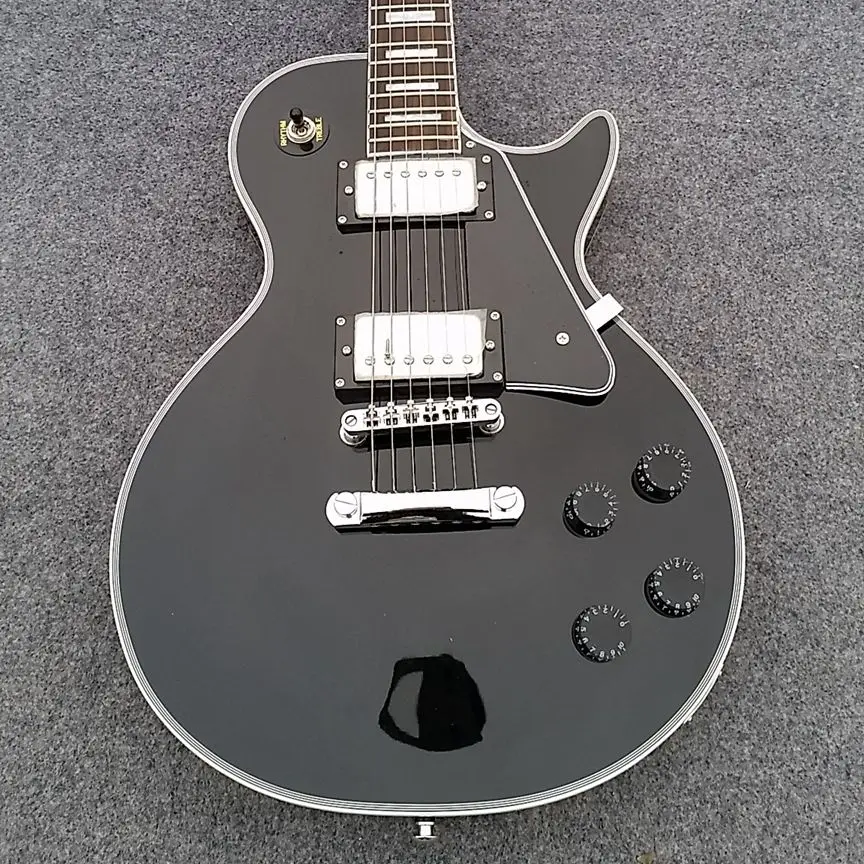 2021 год, популярное Новое поступление, электрическая гитара черного цвета, хромированная твердая гитара