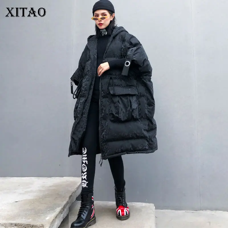 XITAO парка размера плюс в стиле пэчворк с лентами женская одежда 2019 модная