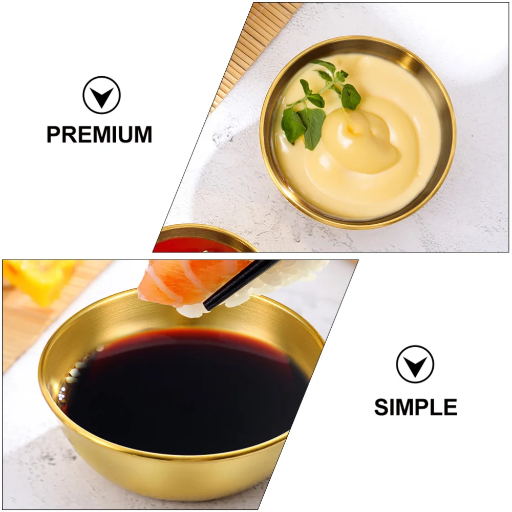 

1 Set 8Pcs Stainless Steel Side Dish Bowls Sauce Dipping Bows Plates (Golden)