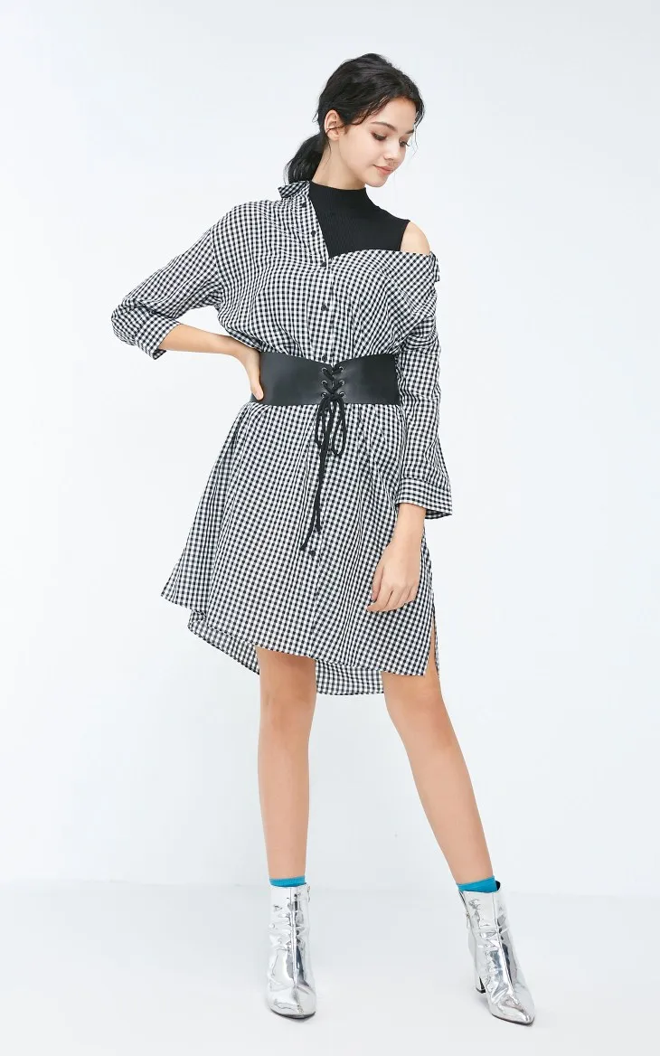 Vero Moda Новое поступление вязаный жилет клетчатое платье-рубашка | 3184SZ506