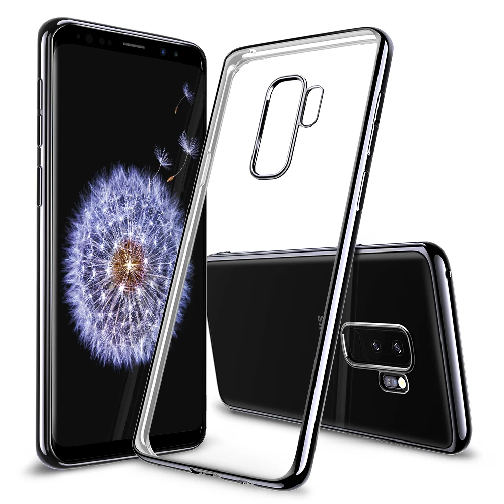 Чехол для samsung Galaxy S9, S9 Plus, ESR, прозрачный, мягкий, TPU, покрытие, рамка, яркий, глянцевый, металлический, цветной, бампер, задняя крышка, Fundas - Цвет: Черный