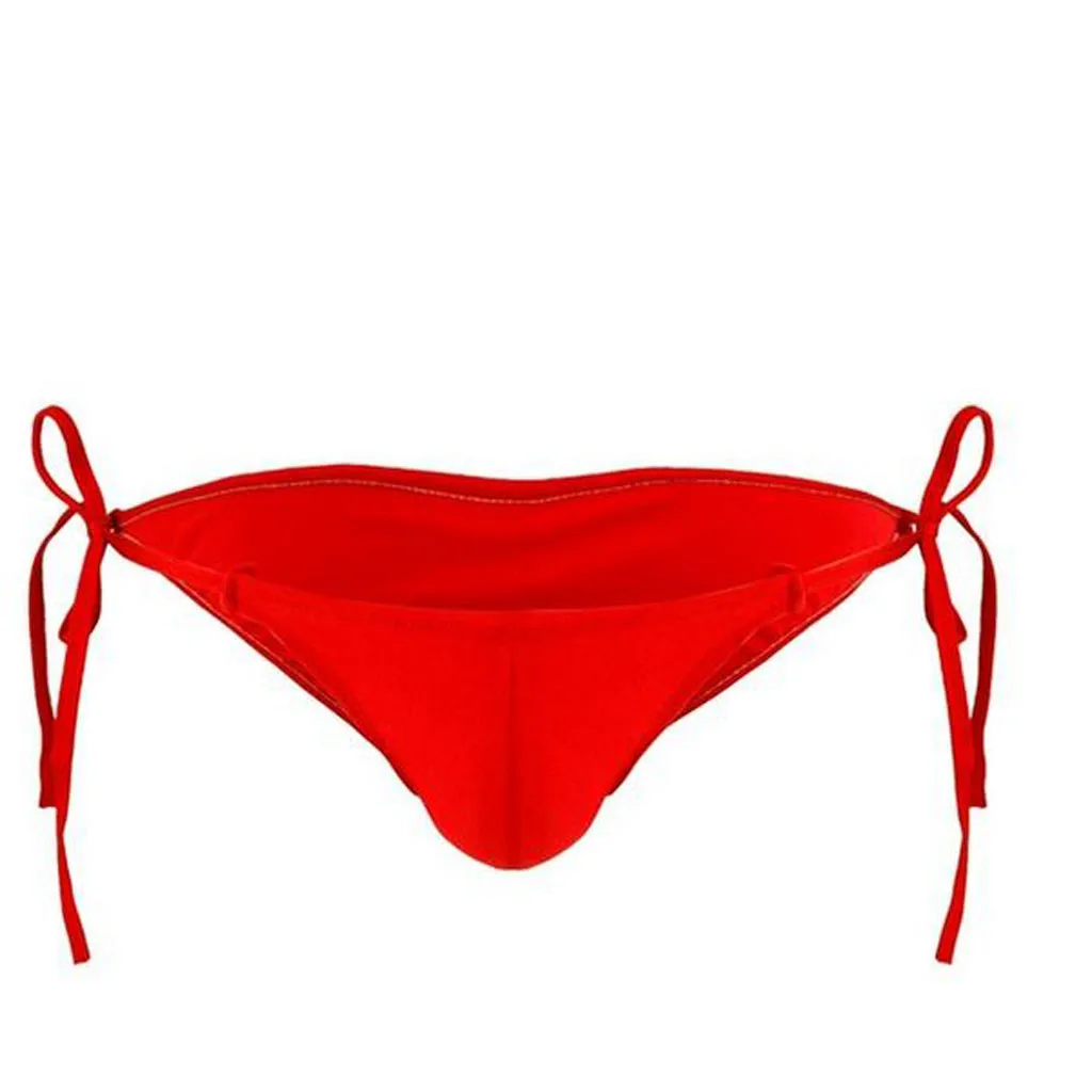 Мужские трусы брифы на шнурках черные однотонные стринги с низкой посадкой