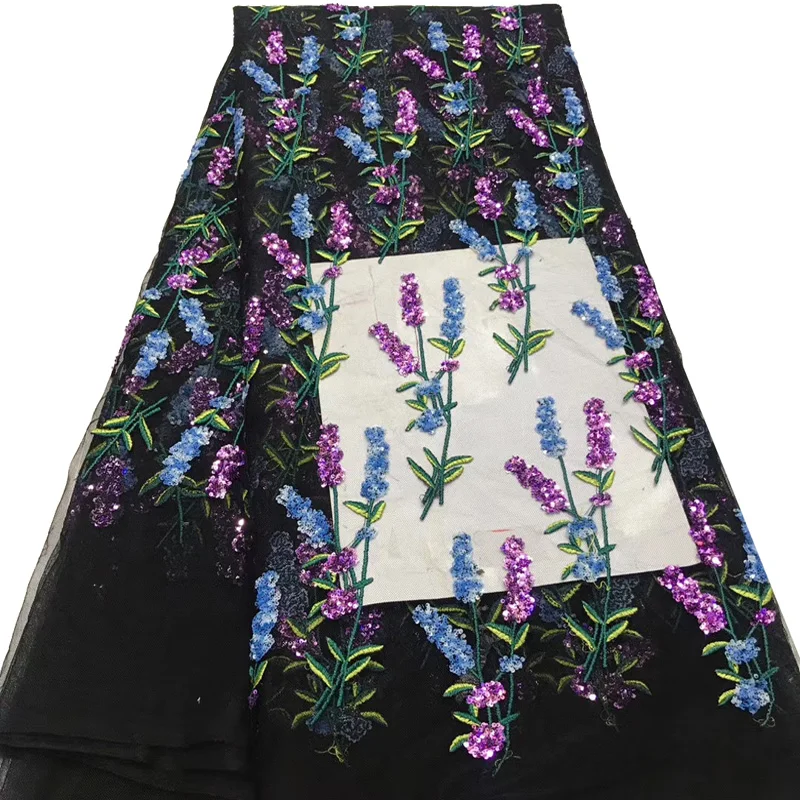 

(5yards/pc) high quality African sequins tulle lace fabric beautiful embroidered French net lace for party dress FJY265