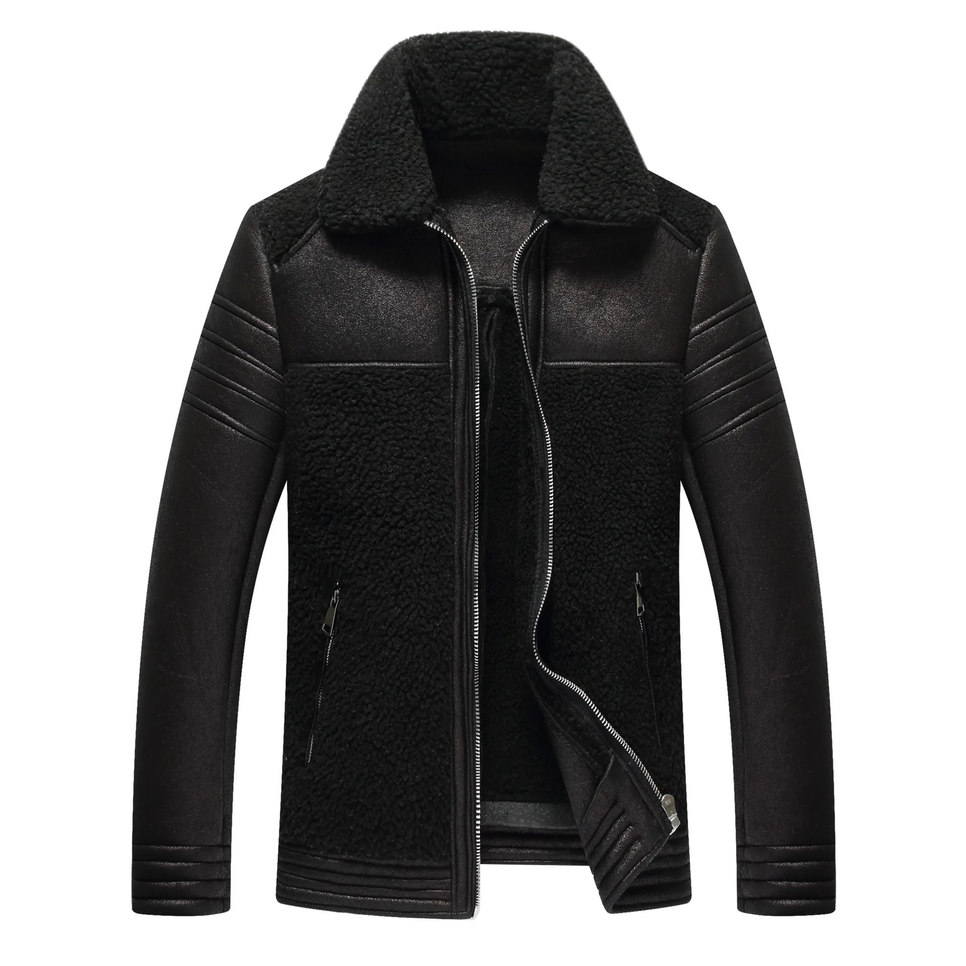 

Осенне-зимние прямые пуховые кранцы повседневные карманы на молнии для среднего возраста с капюшоном черная зимняя кожа на молнии