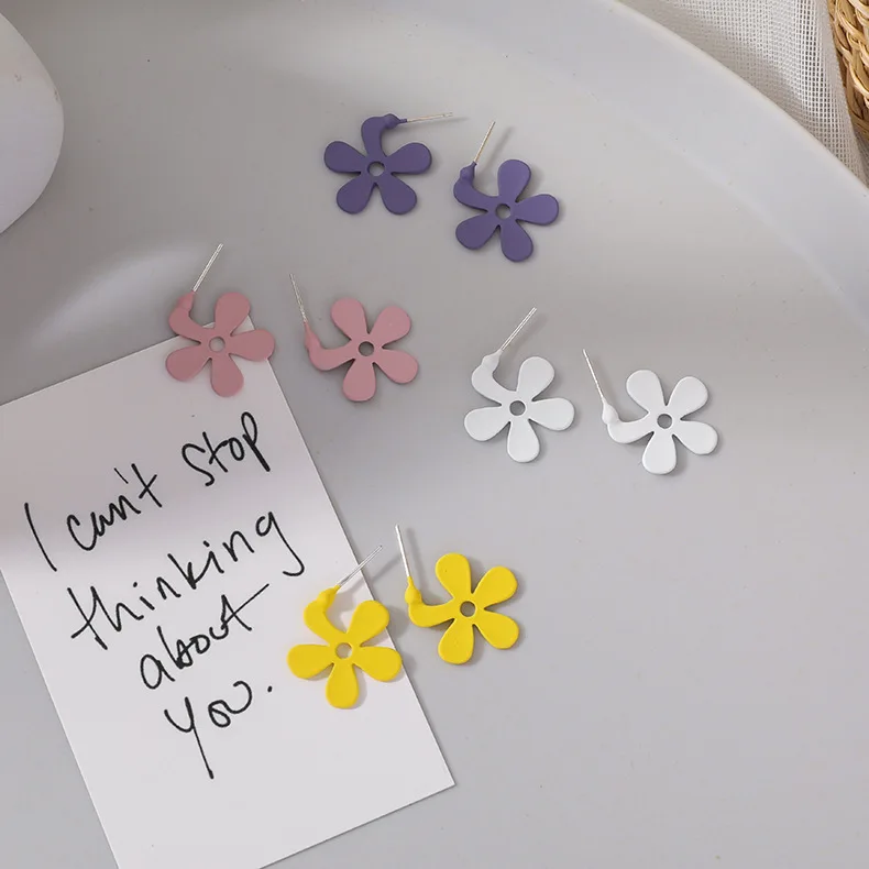 Fashion Korean Style 2020 Yellow White Pink Flower Daisy Elegant Stud Earrings Girl's Gift Jewelry Ornament Accessories | Украшения и
