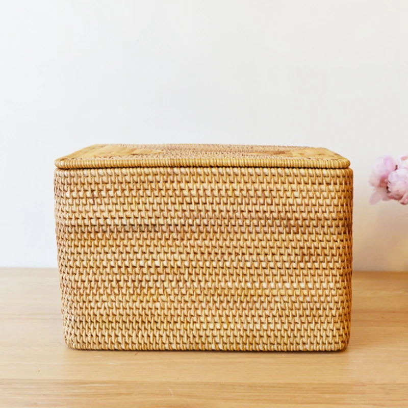 

LBER Vietnamese Autumn Rattan Weave Storage Basket Sundries Book Storage Basket Storage Box