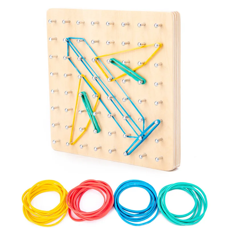 Geoboard деревянная математическая манипуляции элементов платы блок с сеткой