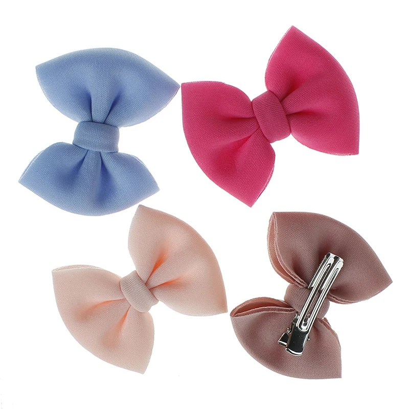 

2Pcs/set Kids Hair Clip Solid Color Bow Barrettes 1 Pairs Baby Girls Hairpins Hair Accessories Bohemian Style Cute BB Hair Clips