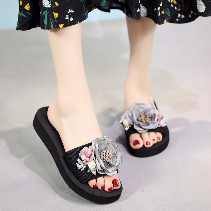 

Female Shoes Slippers Casual Big Size On A Wedge Slides Summer Clogs Woman Med 2021 Luxury Flat Soft Beach Fabric Rome Fashion R