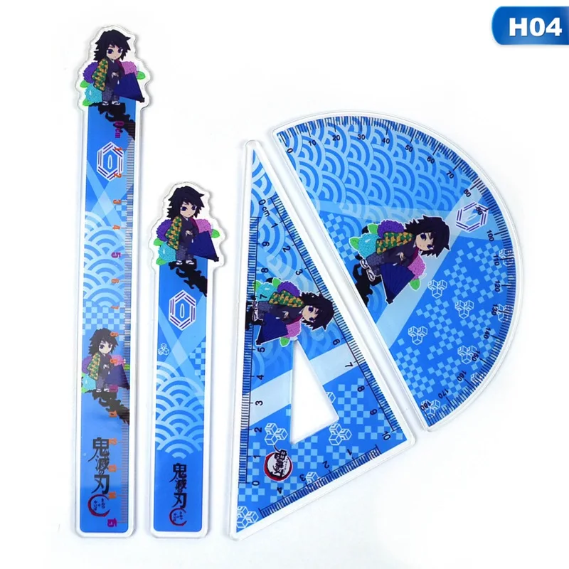 

Anime Demon Slayer: Kimetsu No Yaib Acrylic Ruler Set StraightTriangle Ruler Bookmark Protractor Student Stationery