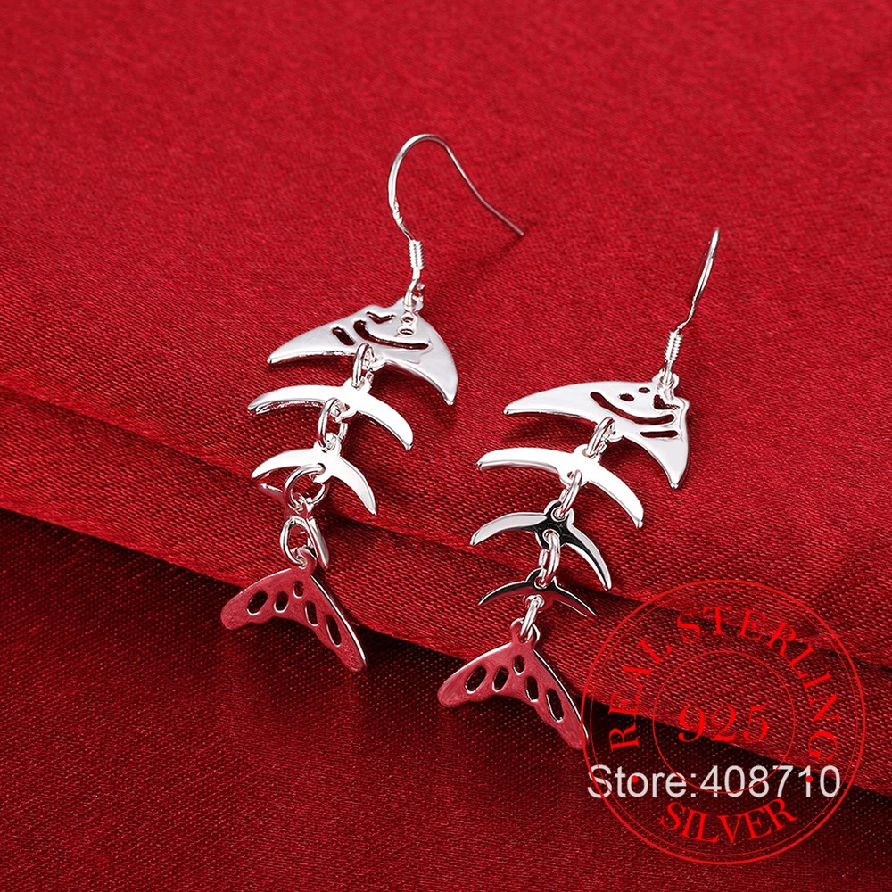 Потеря денег! Женские длинные серьги подвески в виде скелета из серебра 925